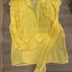 Scotch & Soda Yellow Eyelet Blouse